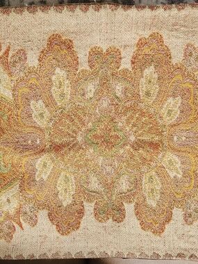 Potter Barn Embroidered Paisley Wall Hanging in Cream and Gold Tones 100%Wool
